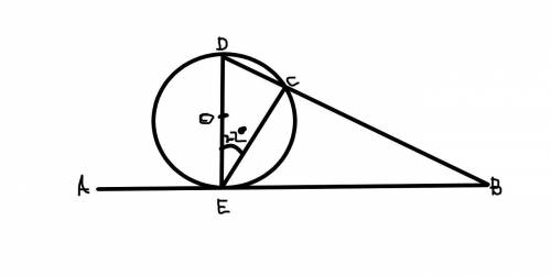 In the diagram, DE is a diameter of the circle, center OAEB is the tangent at the point E.The line D