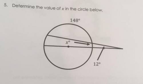 Determine the value of x in the circle below