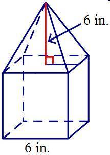 Find the combined volume of the cube and pyramid.