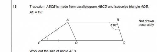 Maximum points and Brainliest. Qu. Work out the isosceles triangle angle AED and show workings.
