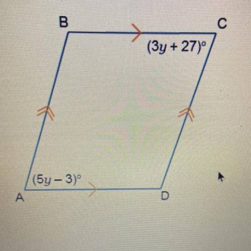 What is the measure of A? (3y + 27)° What is the measure of B? (5y -3°