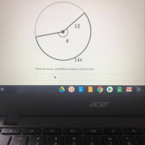 What is the measure of the central angle, 0 in radians