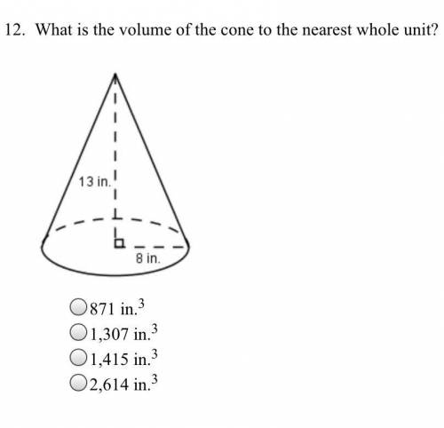 What is the volume of the cone to the nearest whole unit?