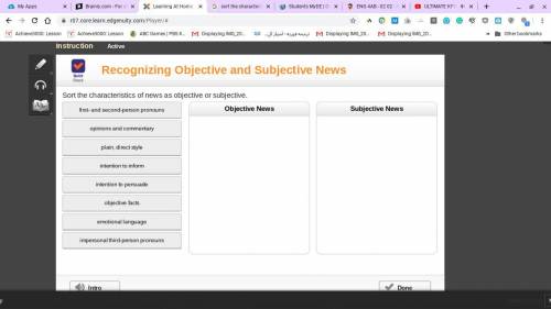 I need help sort the characteristics of news as objective or subjective