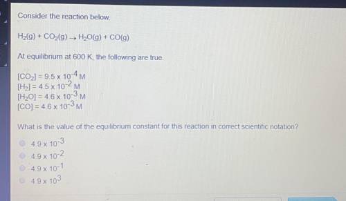 What is the value of the equilibrium constant for this reaction incorrect scientific notation