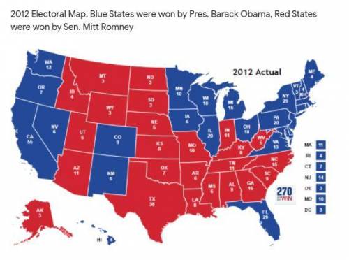 Helpp actually 50 points The 2012 map doesn't give you the electoral vote totals for the two candida