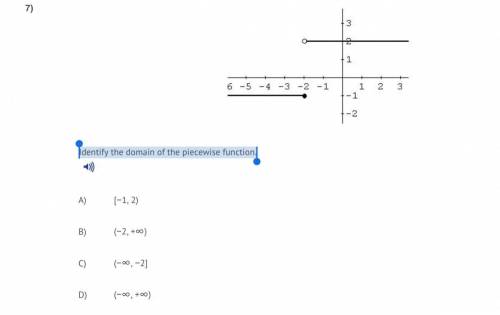 Identify the domain of the piecewise function.