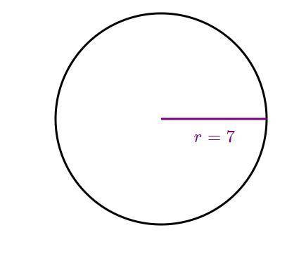 What is the area of the following circle?