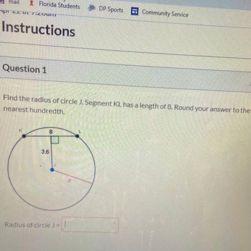 Find the radius of circle j !!