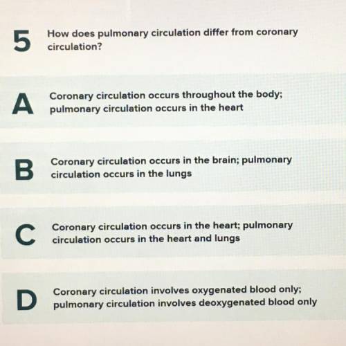 How does pulmonary circulation differ from coronary circulation? Coronary circulation occurs through