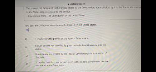 How does the 10th amendment create federalism in the United States?