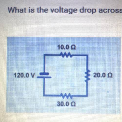 What is the voltage drop across the 10.0 Omega resistor?