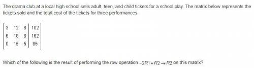 The drama club at a local high school sells adult, teen, and child tickets for a school play. The ma
