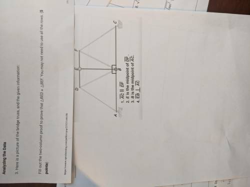 Please help me with this question Make a two-column proof to prove BED is congruent to BEF