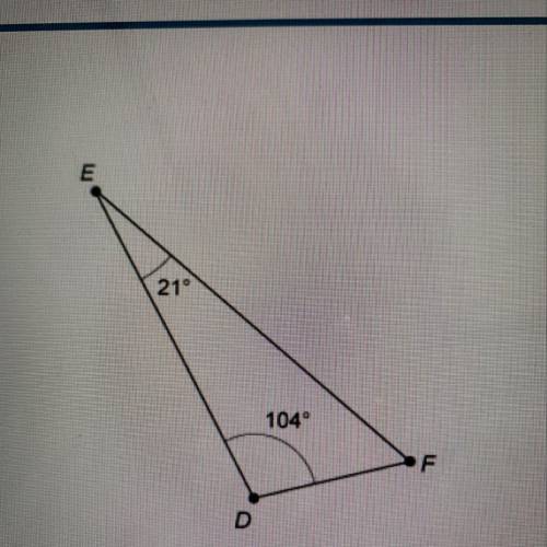 What is the measure of angle F?  A. 125 degrees  B. 159 degrees  C. 55 degrees  D. 76 degrees