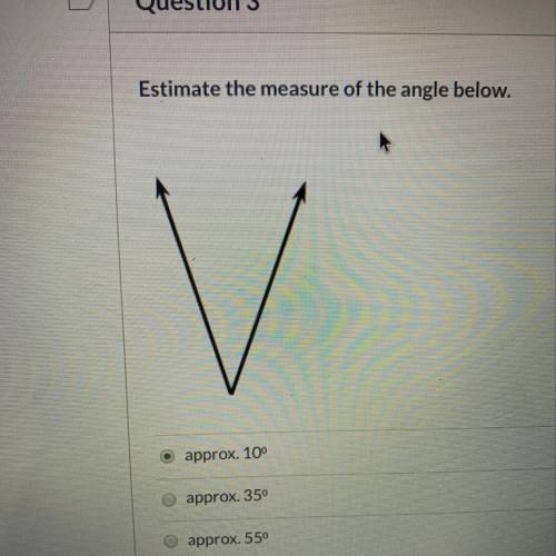 Estimate the measure of the angle below.