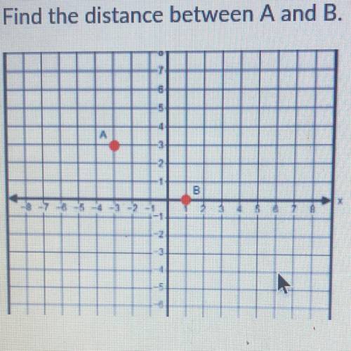 Find the distance between A and B. A) 7 units B) 6 units C) 5 units 7 units