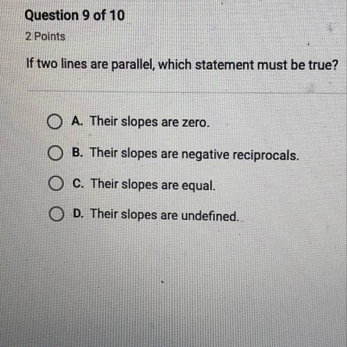 If two lines are parallel, which statement must be true?