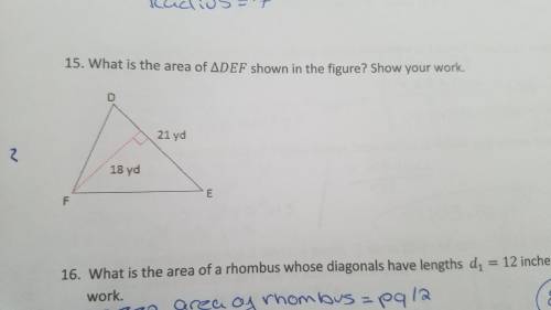 What is the area of ∆DEF shown in the figure? Show your work.