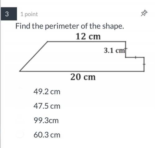 Find the perimeter of the shape. (Answer choice In pic)