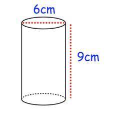 The cylinder below needs to be spray-painted. Find the surface area and use π = 3.14. Round to neare