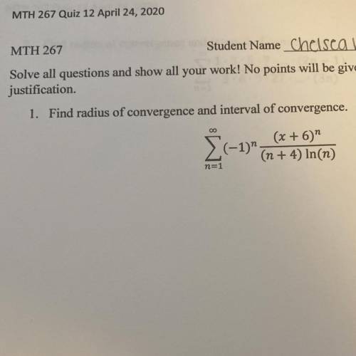 Find the radius of convergence and interval of convergence.