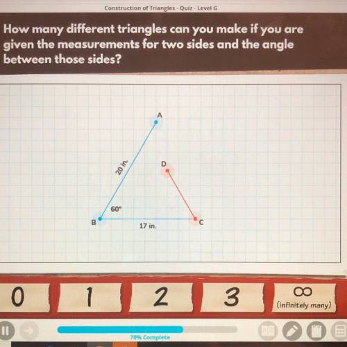 How many different triangles can you make if you are given the measurements for two sides and the an