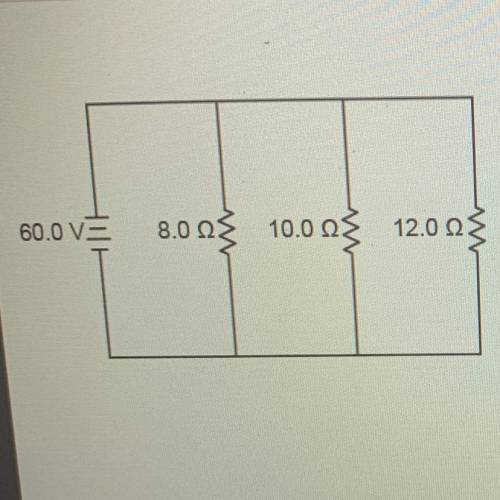 What is the current in each branch of the circuit? 8: A 10: A 12: A