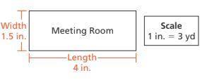 John decides to make a new scale drawing of the meeting room. He wants the length of the room in the