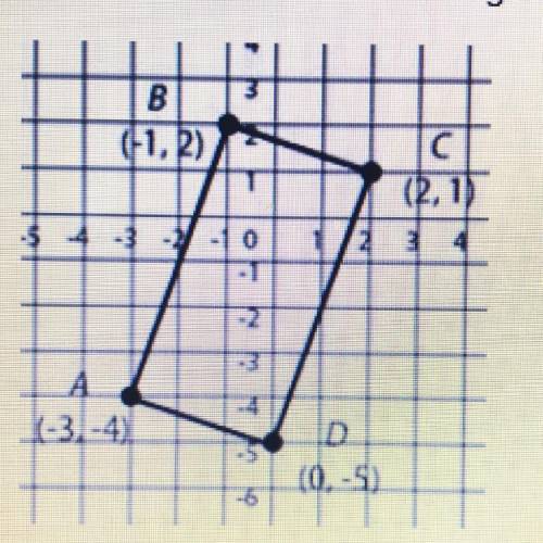 What is the area of the rectangle ABCD shown below? (Use the distance formula.) A = bh A- 5 B- 20 C-