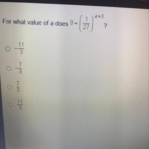 For what value of a does g=(1/27)^a+3?