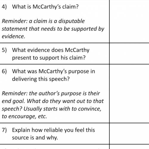 I will mark you brainliest  These questions are for Joseph McCarthy’s speech “Enemies from Within”.