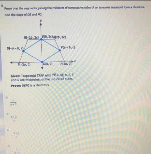 Prove that the segments joining the midpoint of consecutive sides of an isosceles trapezoid form a r