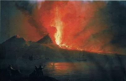 The image depicts the eruption of Mount Vesuvius which occurred in AD 79. It was painted with oil on