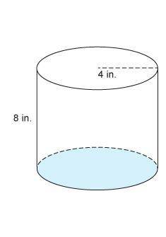 What is the exact volume of the cylinder? 32π in³ 64π in³ 128π in³ 512π in³