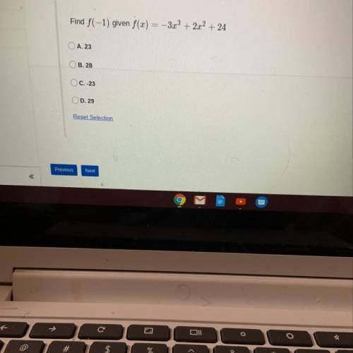 Find f(-1) given f(x)=-3x^3+2x^2+24 Help me please