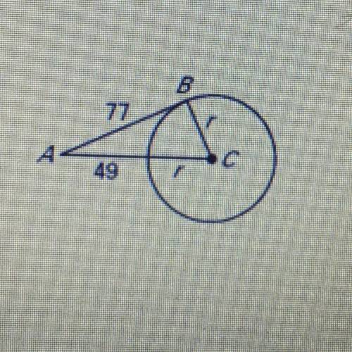 7. In the diagram, B is a point of tangency. Find the radius r of circle C.