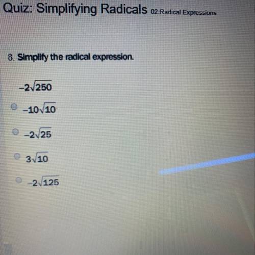 8. simplify the radical expression please