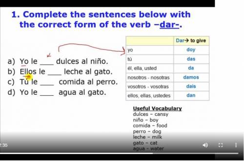 Part A: The Verb –dar-. answer the questions with images below. (1) ____________ (2) ___________ _ (