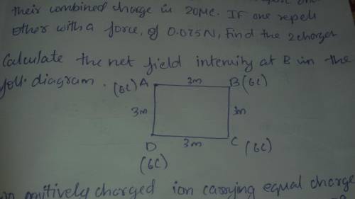Calculate the net field intensity at B in the following diagram