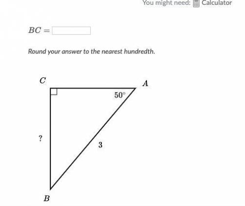 Solve for BC in right triangle