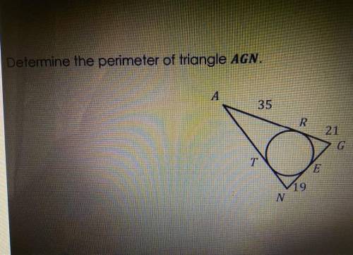 Determine the perimeter of angle AGN using the picture.