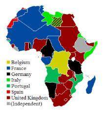 Carefully examine the map attached. Based on your knowledge of colonialism in Africa, the area attri