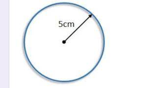 What is the area of this circle? Hint: Use the formula A = pi x r x r. * A. 31.4 square cm B. 25 squ
