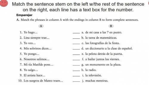 Can someone please help me match these 2 columns for Spanish? Thank you