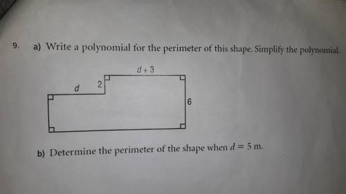 50 POINTS!  a) Write a polynomial for the perimeter of this shape. Simplify the polynomial. (The pol