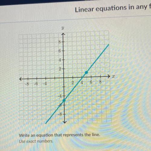 Write in equation that represents the line