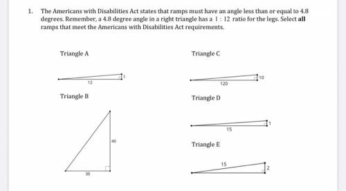 The Americans with Disabilities Act states that ramps must have an angle less than or equal to 4.8 d