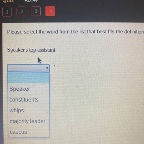 Please select the word from the list that best fits the definition Speaker's top assistant Speaker c