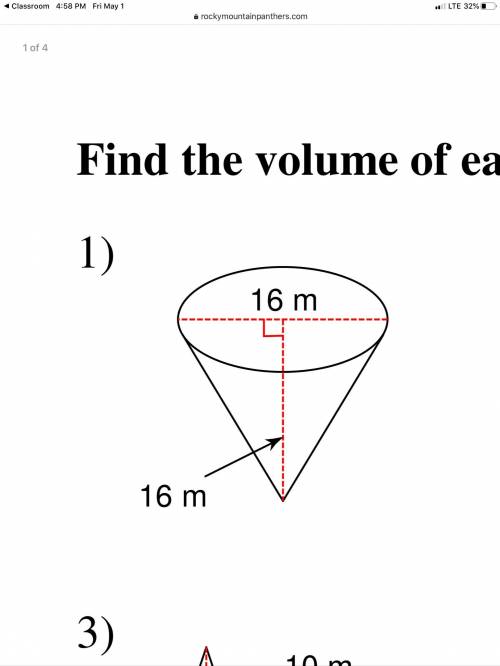 HELP HELP HELPPP I need help on finding the volume of a cone plzzzz Helppppp